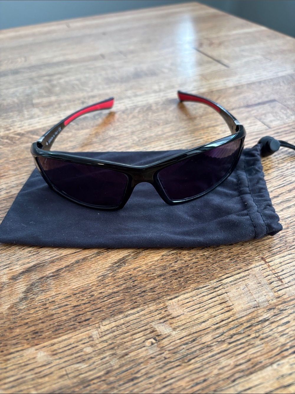 Women’s Black Sunglasses with Built in Magnifier. Sport Wraparound Style Red